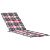 vidaXL Liegestuhl Auflage, Polster Auflage für Deckchair, Polsterauflage für Gartenliege, Liegenauflage Outdoor, Rot Karomuster (75+105) x50x4cm