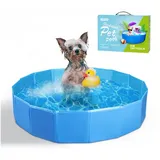 nobleza Hundematte Faltbarer Pool Faltbarer Hundepool mit rutschfestem Boden Ablassventil blau 30 cm x 120 cm