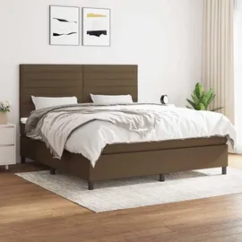 vidaXL Boxspringbett mit Matratze Dunkelbraun 180x200 cm Stoff