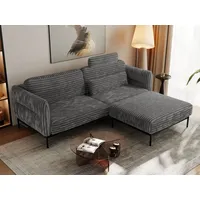 Ecksofa SALENTO L Cord Dunkelgrau - Dunkelgrau