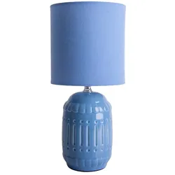Tischlampe Tischleuchte Leselampe Keramik Nachttischlampe Textil hellblau H 30cm