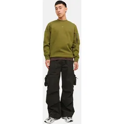 Jack & Jones Pullover Sweatshirt mit Rundhalsausschnitt, Rippbündchen und Ärmel-Tasche