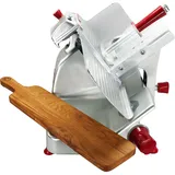 Berkel Aufschnittmaschine Pro Line XS 25 in silber - Profi Allesschneider für Ihre Küche + handgefertigtes Fassholzbrett Unikat inkl. schönem Servierbrett aus Fassholz