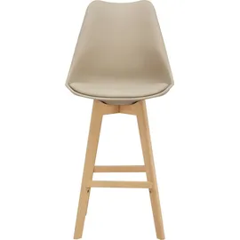[en.casa] Barhocker 2er Set Barstuhl mit Rückenlehne Bistrohocker mit gepolsterter Sitzfläche Tresenhocker mit Holzgestell Buche-Gestell Beige