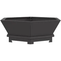 vidaXL Feuerstelle Sechseckig Schwarz 75x75x28 cm Stahl