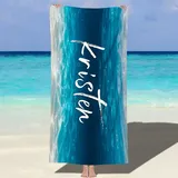 MJARTORIA Personalisiert Strandtuch Microfaser Badetuch mit Namen Kinder Damen, Beach Towel Handtuch Badetuch Stranddecke Schnelltrocknend für Reise Schwimmen Sauna Yoga Fitness 60x120cm Mikrofaser