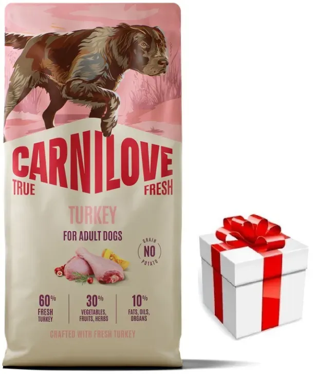 Carnilove True Fresh Dog Turkey für ausgewachsene Hunde 12kg + Überraschung für den Hund