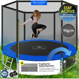Kesser Trampoline Komplettset 305 cm inkl. Sicherheitsnetz, Leiter und Randabdeckung blau