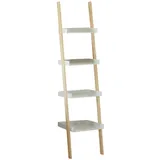 Leiterregal Bücherregal Holzregal 4 Ablagen weiß braun Aufbewahrungsregal