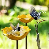 2 Stück Gartenstecker Aus Metall, Vogeltränke Stehend Groß, Handgefertigt Blumenform Vogeltränke Winterfest Insektentränke Bienentränke Bienenbad Und Bestäuberwasserstation Gartenfiguren,8 X 60 cm