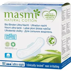 Bio Binden Ultra Nacht 100% Bio Baumwolle Masmi 10 ST