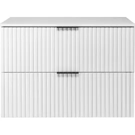 Rodan | Waschbeckunterschrank 80cm | Weiß matt | B/H/T 80/57/46cm | Weiß Tischplatte | Badezimmerschränke, Badmöbel, Waschbecken Unterschränke - Weiß