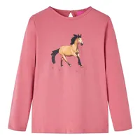 vidaXL Kinder Langarmshirt mit Pferd Langarm T-Shirt Jungen Kindershirt Altrosa 116 - 116