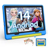 HotLight Android 14 Tablet 10 Zoll - Kinder Tablet Octa Core Tablet für Kinder mit OTG-Übertragung und Wi-Fi 6G Widevine L1 8GB+64GB+1TB TF Type- C Kopfhöreranschluss Gesichtserkennung Tablet - Blau