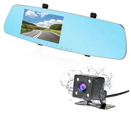 DVR-Videorekorder 1080 FULL HD mit 4-Zoll-LCD-Display im Rückspiegel und Rückfahrkamera mit Aufnahmefunktion