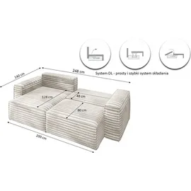 Kaiser Möbel Bohoo-ecksofa Mit Schlaffunktion stoff Velo Ecru Links