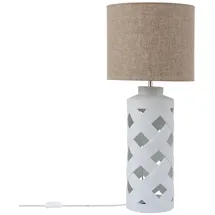 efectoLED Ledkia - Tischlampe Keramik und Stoff, Makalu Weiß