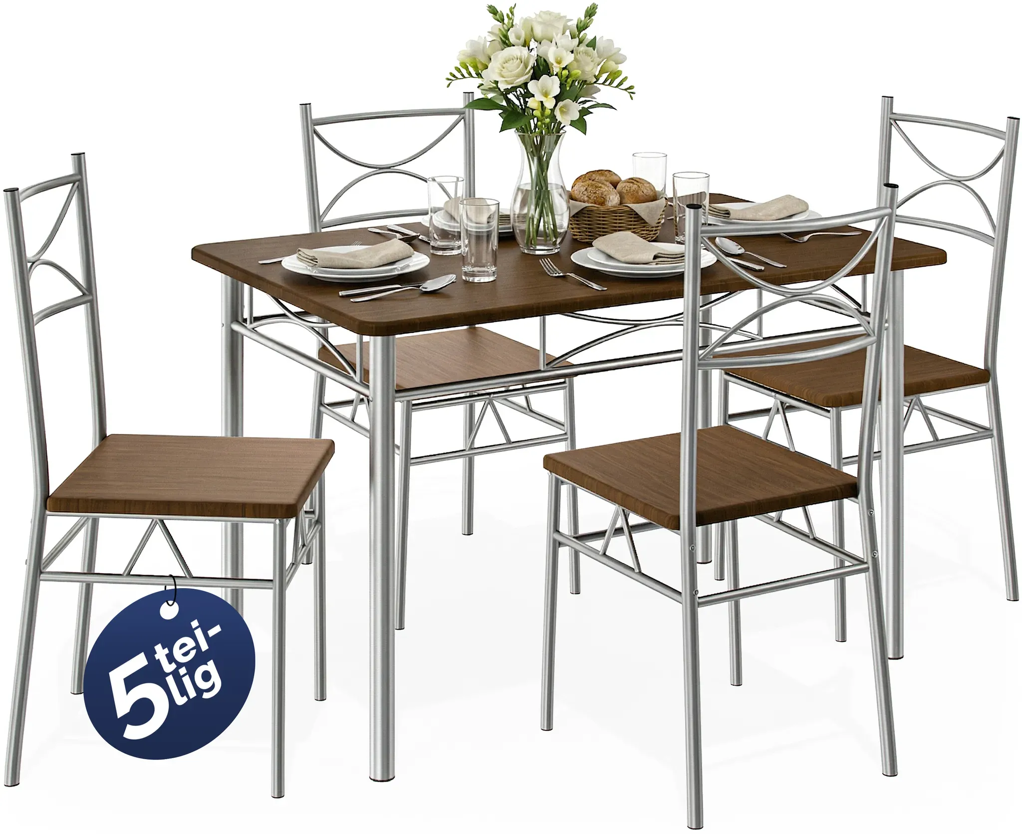 Dining Set Paul 5 Pcs Chestnut