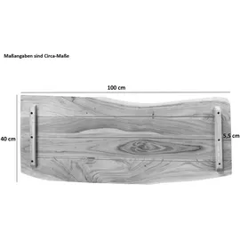 Sam SAM® Tischplatte Baumkante Akazie Nuss 100 x 40 cm, CURTIS