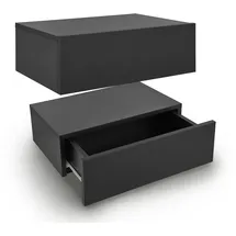 Juskys Wandregal Nachttisch hängend 2er Set Holz 46x30x15 cm - 1 Schublade Schwarz