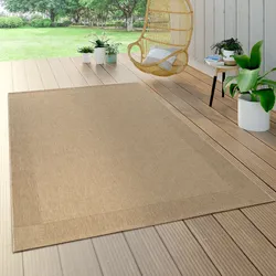 Teppich PACO HOME "Waregem 621", beige, B:200cm H:4mm L:290cm, Polypropylen, Teppiche, Flachgewebe, meliert, mit Bordüre, Outdoor geeignet, Wohnzimmer