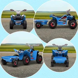 Homcom Elektroquad Kinderfahrzeug mit Anhänger blau (1-tlg)