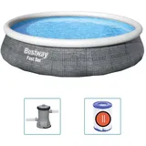 BESTWAY Fast Set Aufstellpool ⌀ 396 x 84 cm Grau inkl. Filterpumpe