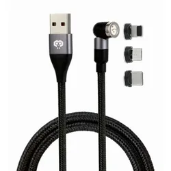 MonkeyTEC 3 in 1 Magnetisches Ladekabel mit Schnellladefunktion und Datenübertragung 540° drehbar für iPhone/Micro-USB/USB-C