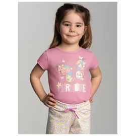 TRIGEMA T-Shirt "TRIGEMA T-Shirt mit buntem Schmetterling-Printmotiv", Mädchen, Gr. 104, lila (lilie), Single Jersey, 100% Baumwolle, Basic, Rundhals, Shirts T-Shirt