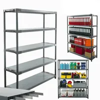 MODO24 Plastikregal Kunststoff- Steckregal Werkstatt- Kellerregal Höhe 180 cm Tytan (130 cm, Grau)