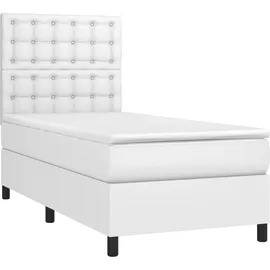 vidaXL Boxspringbett mit Matratze & LED Weiß 90x200 cm Kunstleder
