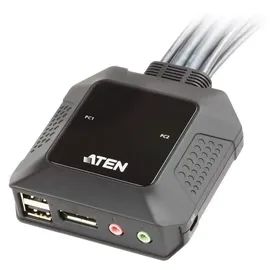 ATEN CS22DP-AT 2-Port USB DisplayPort KVM Switch schwarz