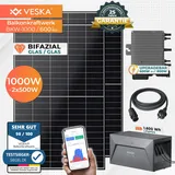 VESKA® Balkonkraftwerk 1000W/600+800W Bifazial und 1,6 kWh Batteriespeicher