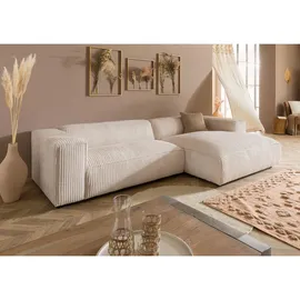 MASSIVMOEBEL24.DE Eckcouch Cord 3-Sitzer Beige