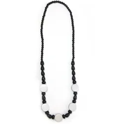 Lange Kette "Ginger", Damen, Gr. one size, Holz, schwarz, COLLEZIONE ALESSANDRO, Basic, Halsketten, mit silbernen Holzscheiben