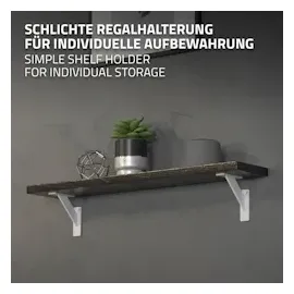 ML-Design 2 Stück Regalhalterung 120x120mm, Weiß, Aluminium, Schwebende Regalwinkel, Wandhalterung für Regalbrett, Regalträger für Wandmontage,