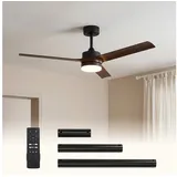 Tribesigns Deckenventilator 2-in-1 Dimmbar Deckenlampe mit Beleuchtung und Fernbedienung, dimmbarer LED-Beleuchtung, leiser DC-Motor, 3-Blatt-Deckenventilator braun|schwarz
