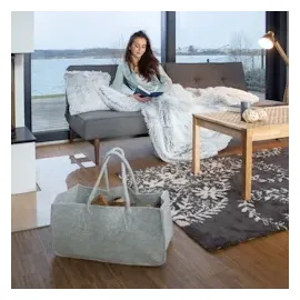 Relaxdays Kaminholztasche 25 x 50 x 25 cm grau