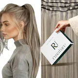 RUNATURE Echthaar Tressen Zum Einnähen Blond Highlight Lang Echte Haare 100g Tressen Extensions Echthaar Graublond mit Platinblond 50cm Haarverlängerung Echthaar Tressen #19P60
