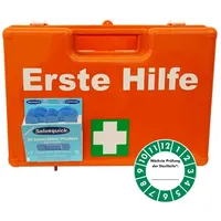 WM-Teamsport Erste-Hilfe-Koffer GASTRO Komplettpaket für Küchenbetrieb & Lebensmittelindustrie - aktuelle DIN/EN 13157 inkl.Augenspülung + Brandgel + detektierbare Pflaster + Hydrogelverbände + Aushang & Aufkleber