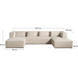lisa design Stella Wohnlandschaft aus Cord 7-sitzer moderner Stil Dunkelgrau