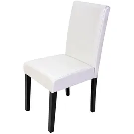Mendler Garnitur Sitzgruppe Bank mit Aufbewahrung Kriens XXL+4 Stühle Littau, Leder ~ weiß