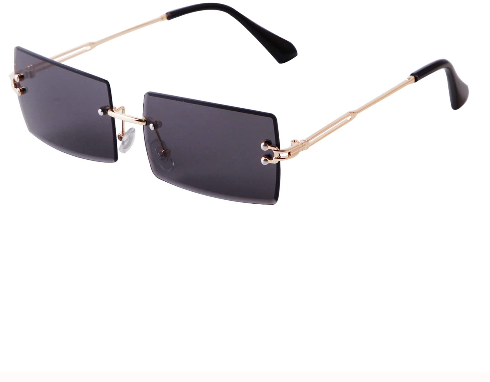 ADEWU Rechteckige Randlose Sonnenbrille Damen Herren Retro Brille Vintage UV400 Unisex Ultra-Leicht