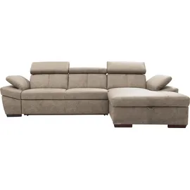 exxpo - sofa fashion Ecksofa Salerno, Funktionssofa, Breite 280cm, hoher Sitzkomfort, L-Form, inkl. Kopf- und Armteilverstellung, wahlweise mit Bettfunktion braun