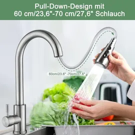luxuskollektion Ausziehbarer Wasserhahn Küche Hochdruck Silber