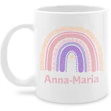 Tasse Tassen 325ml - Boho - Regenbogen - Name und Sonne - 325 ml - Weiß - teetasse bohemian nur noch eine pflanze individuell bedrucken personalisierte geschenke schulkind names kindergarten chic