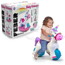 Feber Baby Einhorn Lauflernhilfe in Einhornform, 2-in-1 Lauflernhilfe und Wippe, mit Wieh- und Trompeten-Sound, entwickelt psychomotorische Fähigkeiten, Kinder ab 3 Jahren, berühmt (FED35000)