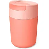 Joseph Joseph Sipp Reisebecher, hygienischer, auslaufsicherer, wiederverwendbarer Becher, Kaffee- und Teetasse mit Deckel — 340 ml (12 fl. oz) — Koralle
