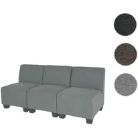 Modular 3-Sitzer Sofa Couch Lyon, Stoff/Textil ~ grau, ohne Armlehnen