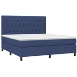 vidaXL Boxspringbett mit Matratze Blau 160x200 cm Stoff